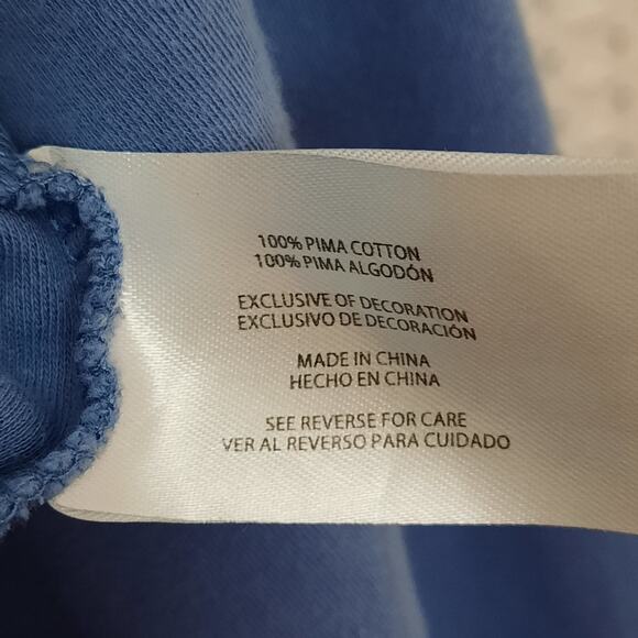 Orvis Shirt L Blue Pullover Split Neck Classic Collection Cotton Knit Relaxed - Picture 4 of 6